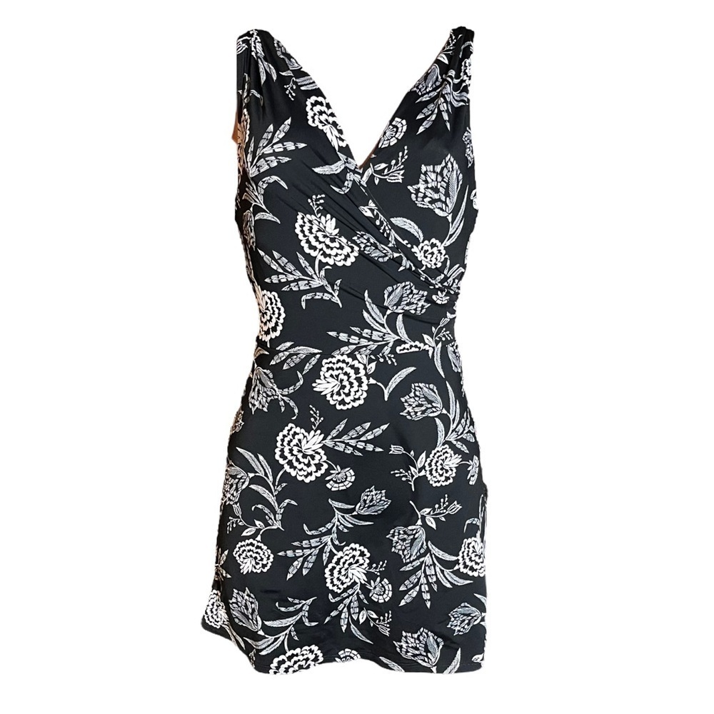Lands' End Surplice Wrap One-Piece Swim Dress - Picture 2 of 6